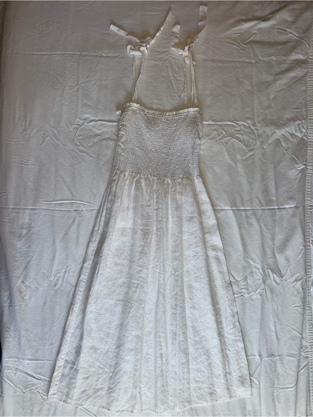 Aritzia White Smocked Maxi Dress with Tie Straps